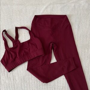 Paragon Fitwear Burgundy Leggings and Bra Set
